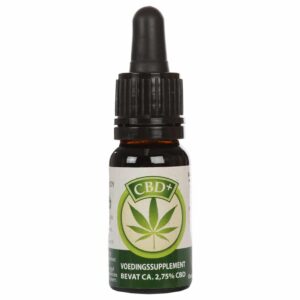 Eine Flasche Jacob Hooy CBD Öl 2,75 % (10 ml) auf weißem Hintergrund.