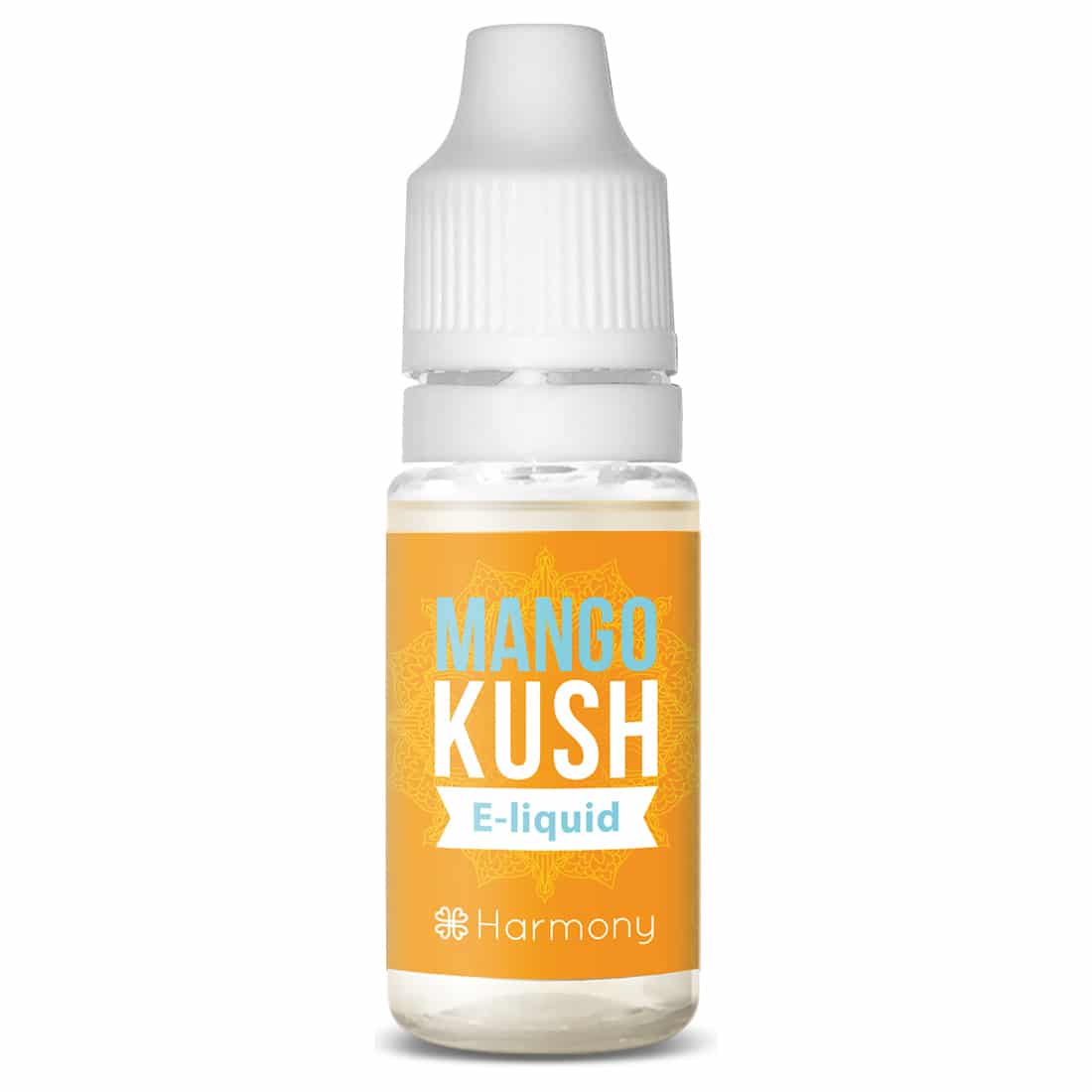 Eine Flasche Harmony E-Liquid 100 mg CBD – Mango Kush (10 ml).