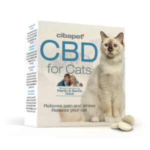 Eine Schachtel CBD-Pastillen für Katzen (1,3 mg) für Katzen.