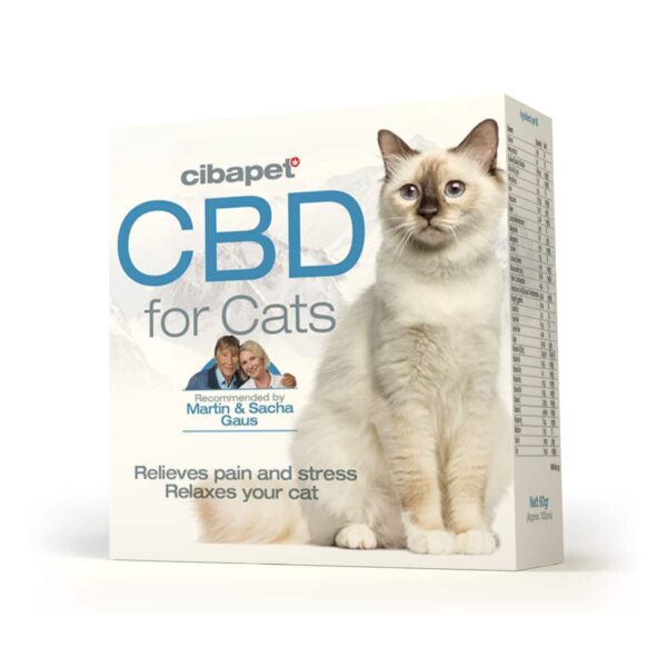 Eine Schachtel CBD-Pastillen für Katzen (1,3 mg).