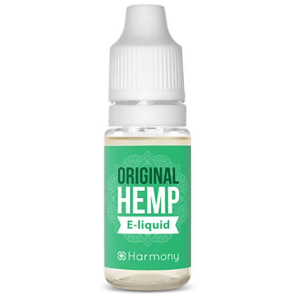 Eine Flasche Harmony E-Liquid 300 mg CBD – Classic Hemp (10 ml).